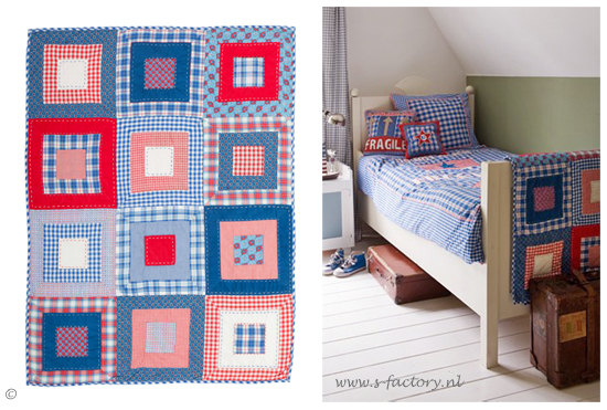 Katoenen  quilt 'Patchwork Blocks' voor jongens (Room Seven)